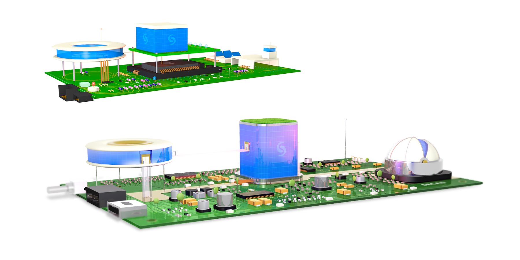vue de deux versions de Rendus 3D du projet
