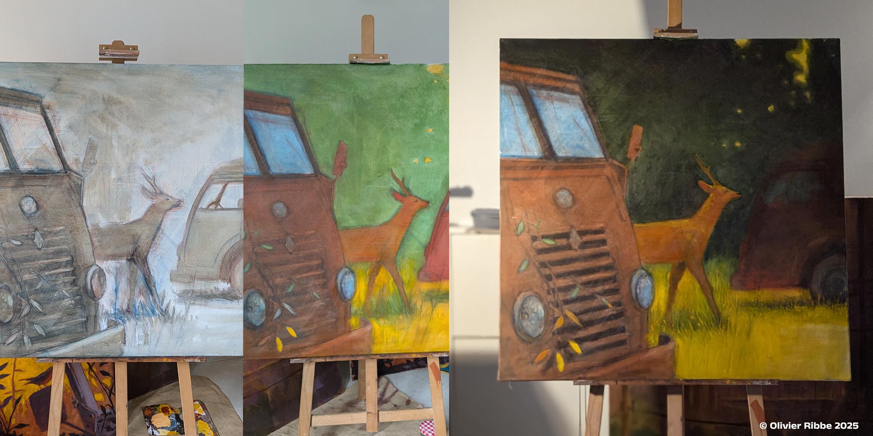 Quelques étapes de réalisation de la peinture à l'huile