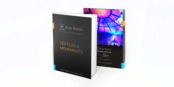 Mise en page de catalogue pour le spécialiste français du tissus scénique.