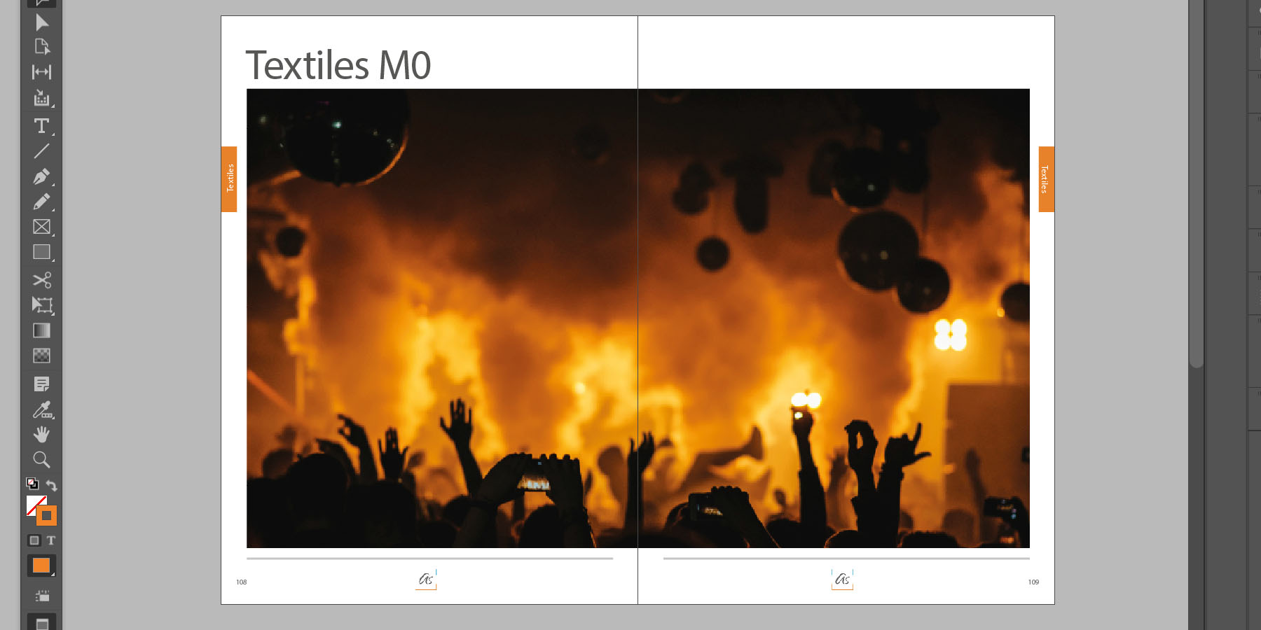 Capture d'écran du logiciel indesign, projet de catalogue