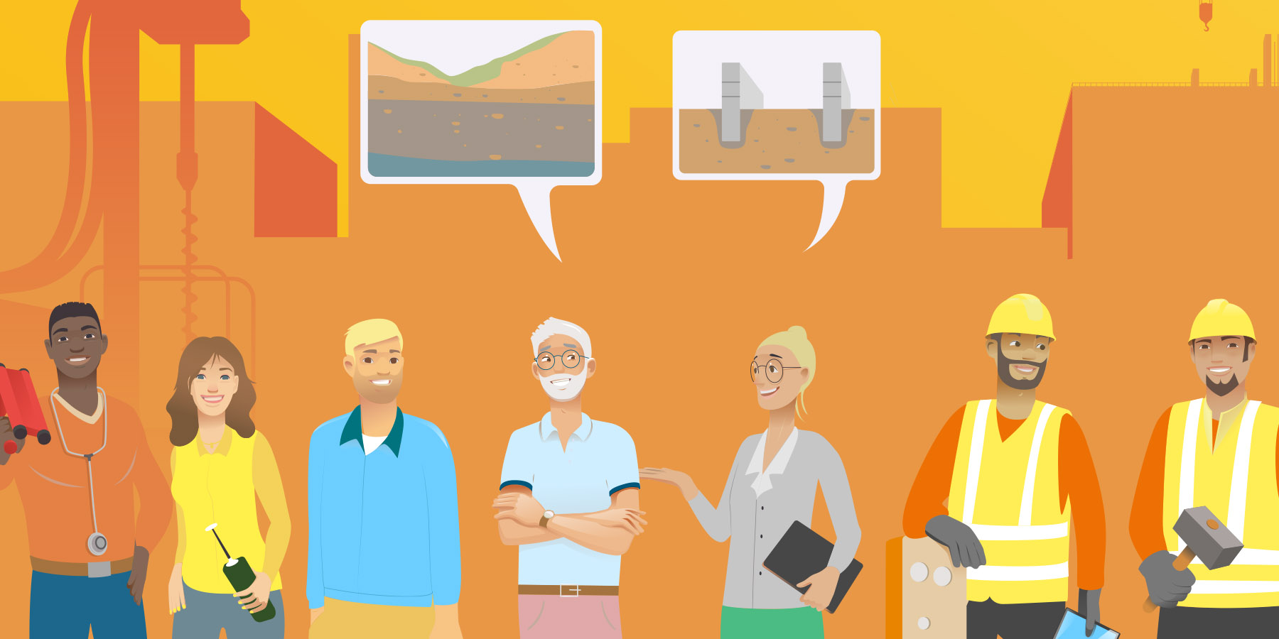 Character design sur le thème du travail d’équipe à Lyon