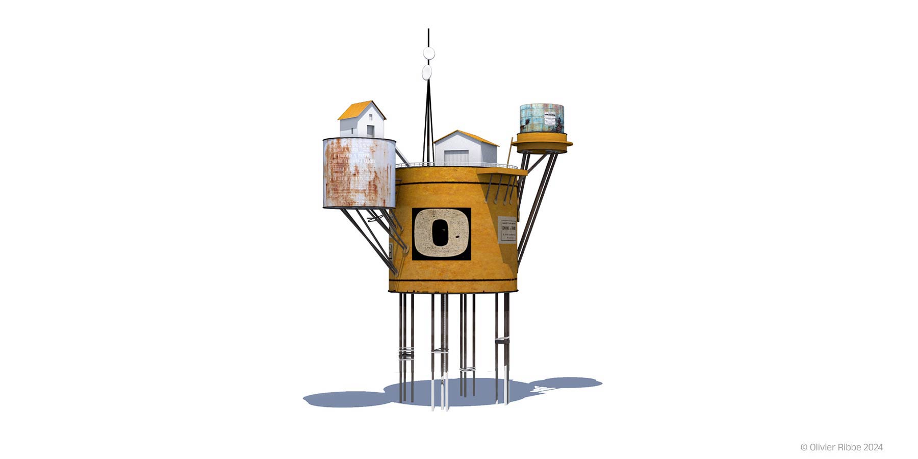  Rendu 3D d'une cabane sur pilotis