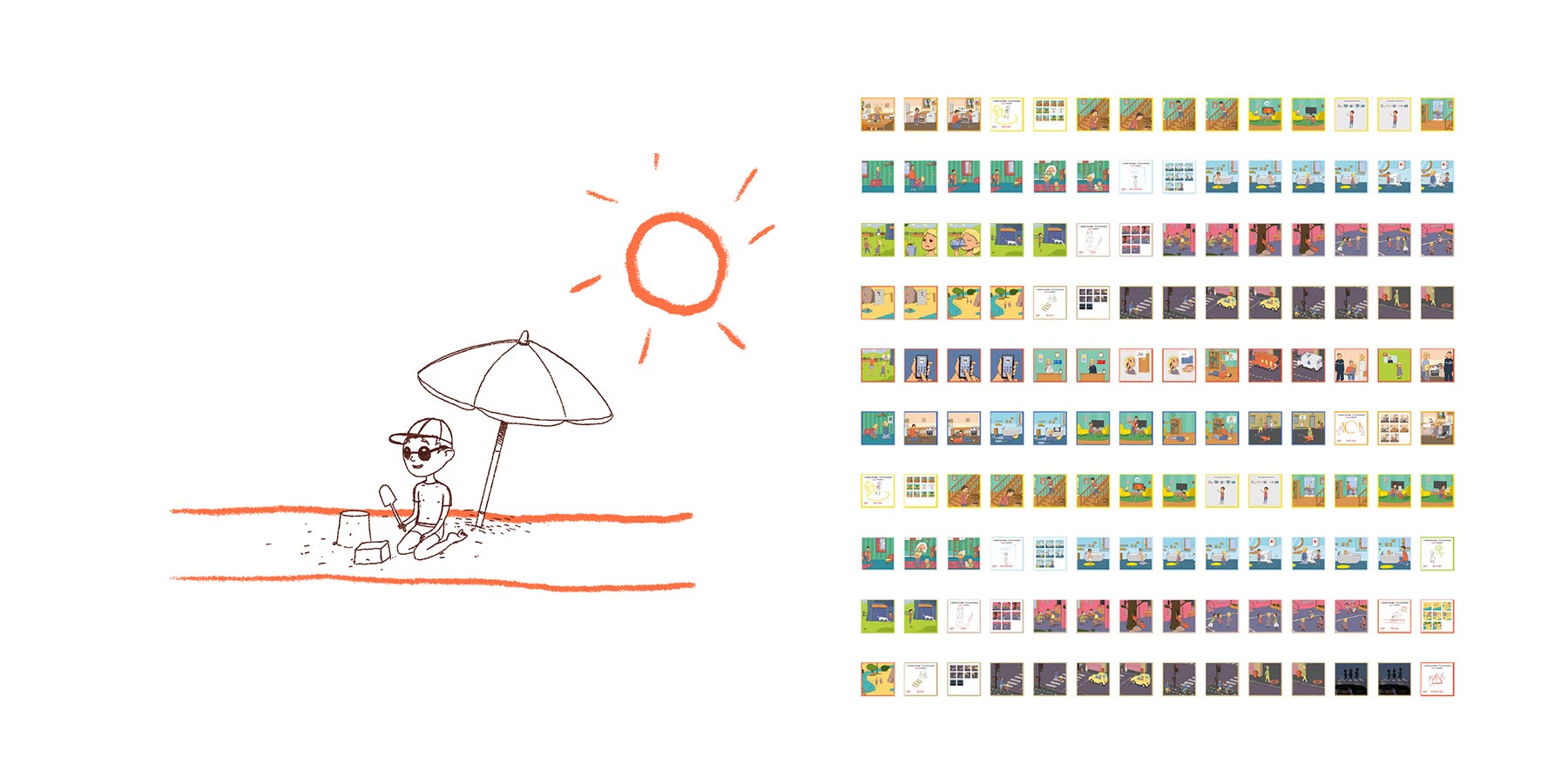 visuel pédagogique pour la prévention des risques domestiques, ici la prévention au solei