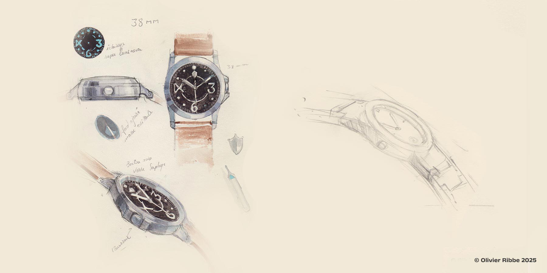 Watch design : dessin traditionnel de montres et réalisation 3D